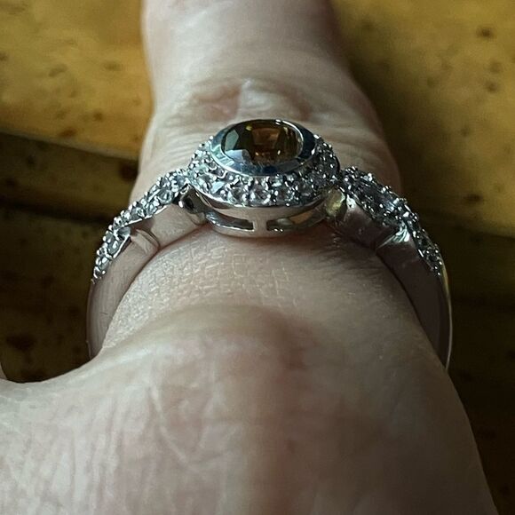 Genuine Orange Mystic Topaz Sterling Silver Halo Ring Size 9 - Picture 2 of 8